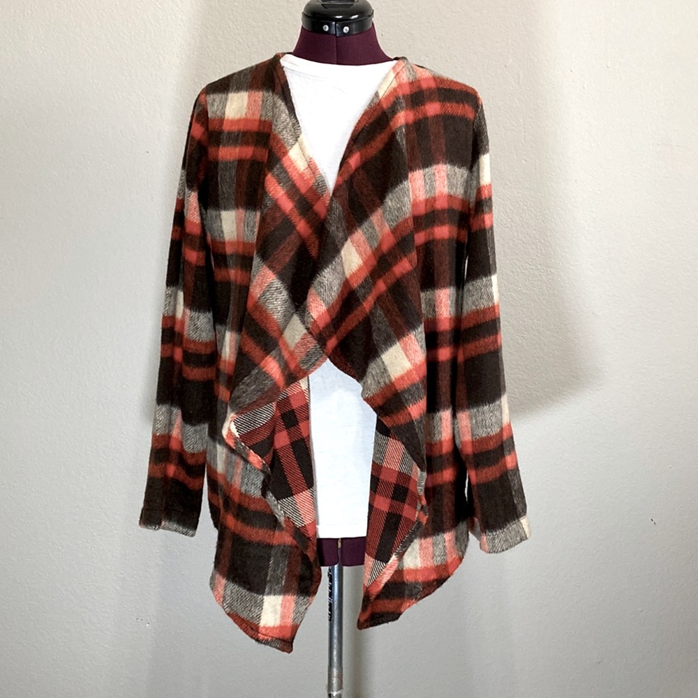Cozy Cardigan in Red and‎ Brown Plaid (multiple sizes) NWOT